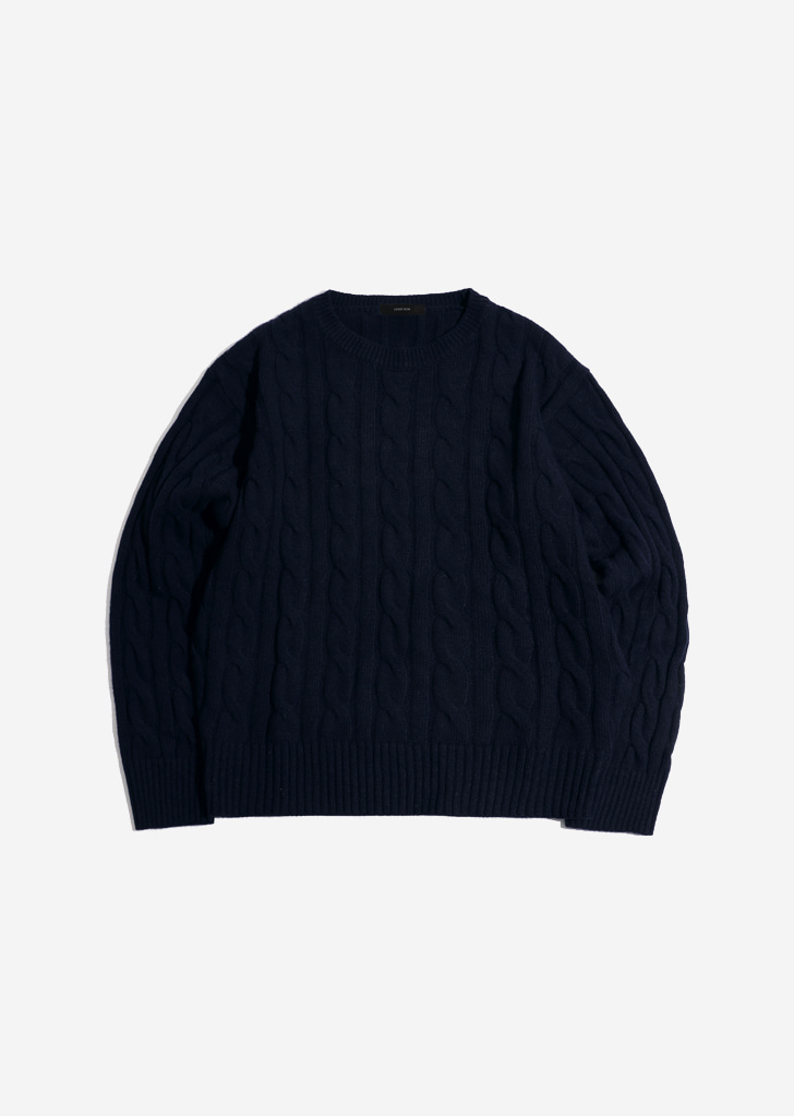 Round Cable Knit [Navy]