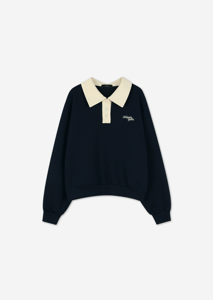 Collar Button Sweatshirt [Navy]