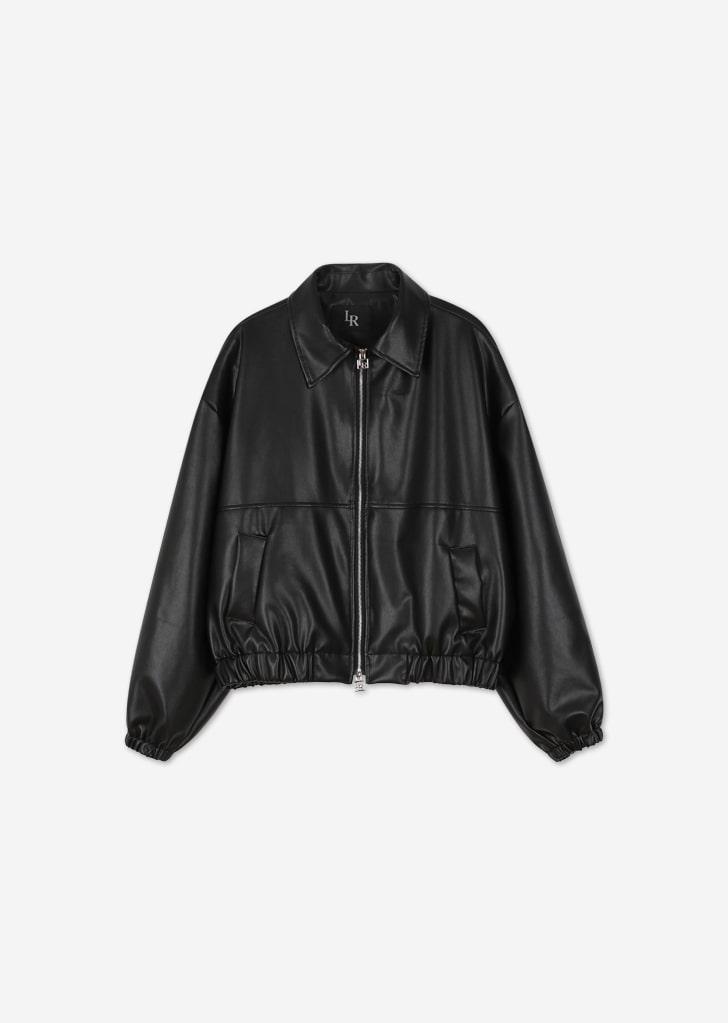 Leather Crop Jacket [Black]