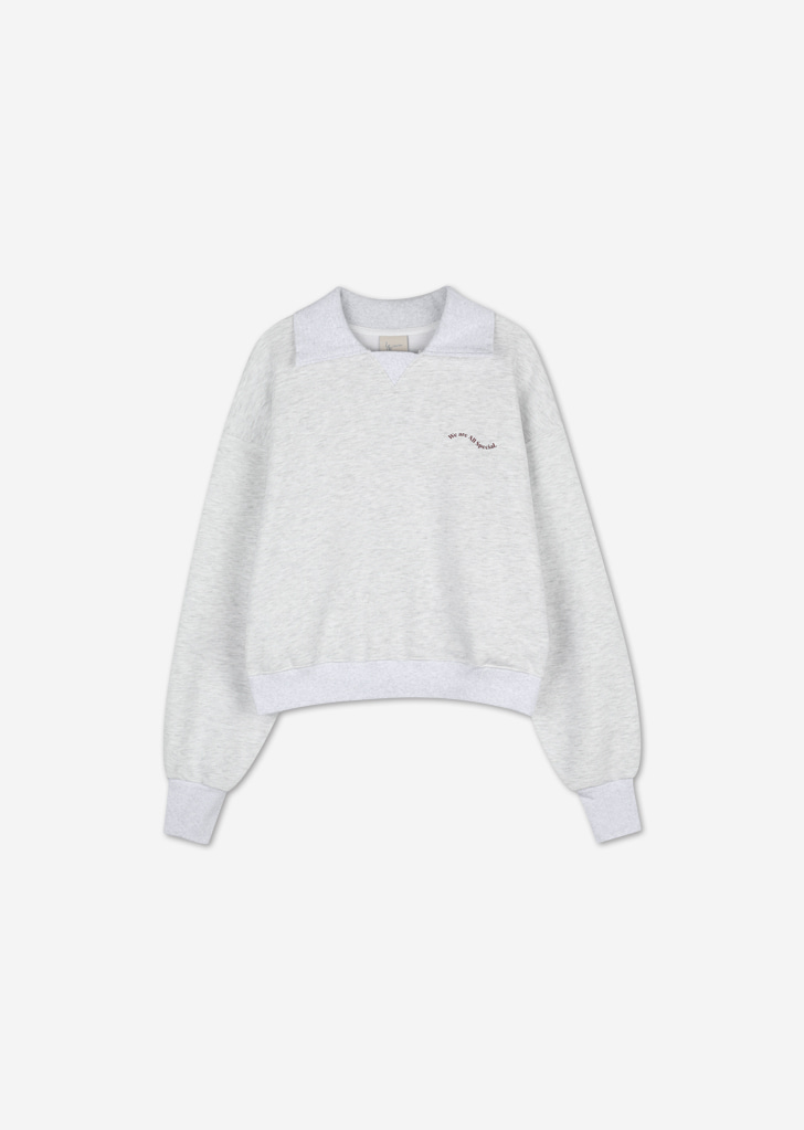 Wave collar Sweatshirt [White Melange]