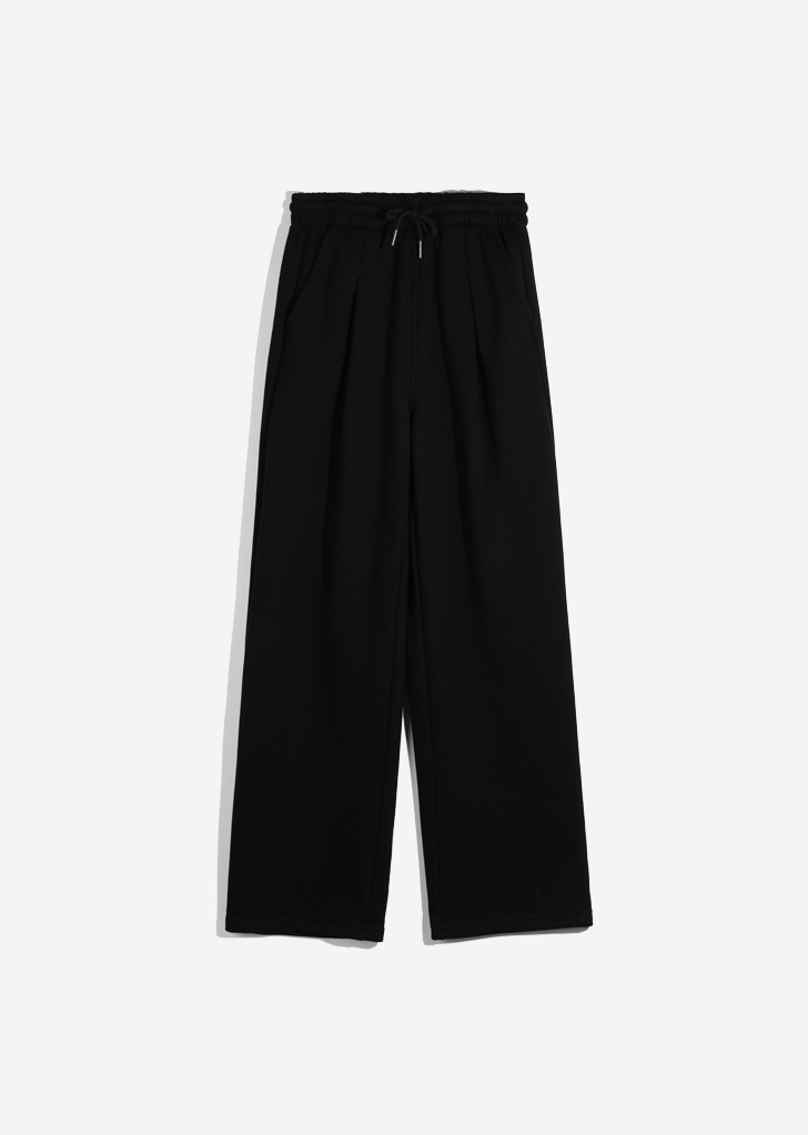 Wide pintuck pants [Black]