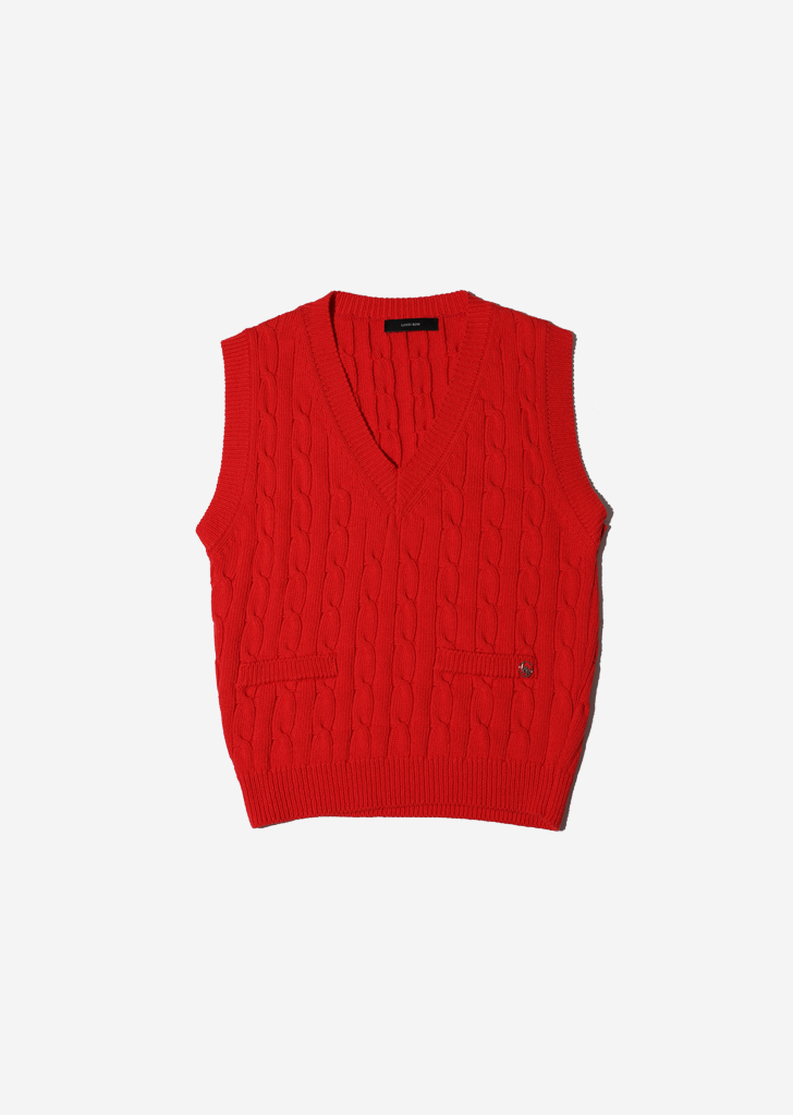 Cable Knit Vest [Red]