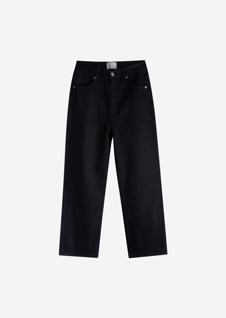 Lossy Row semi-wide denim pants [Black]