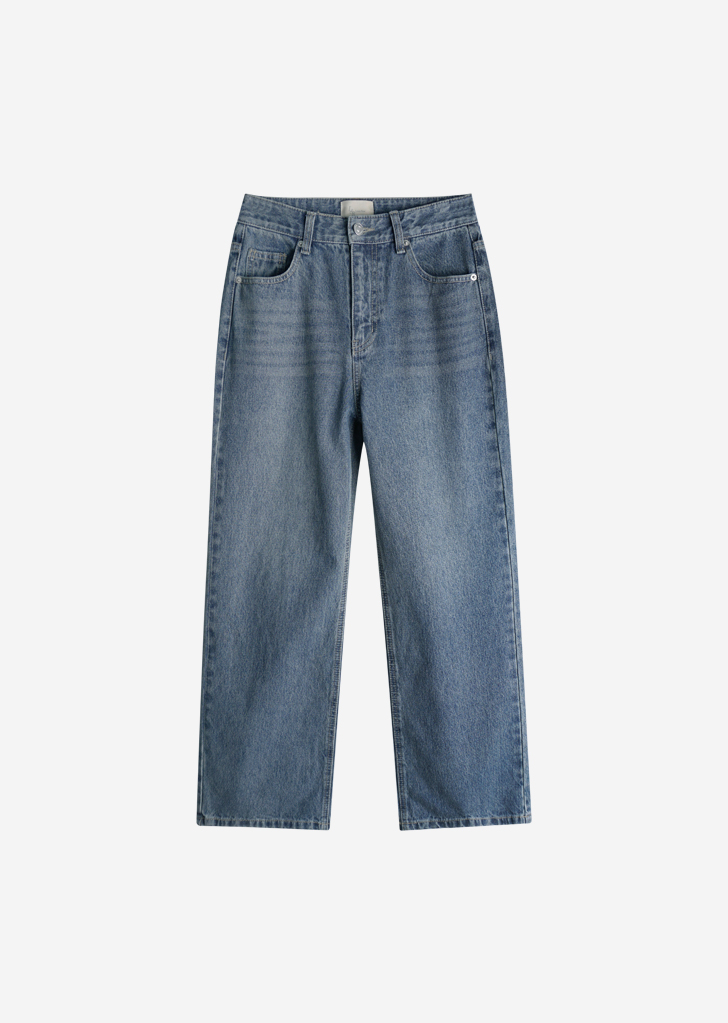 Lossy Row semi-wide denim pants [Brush Blue]