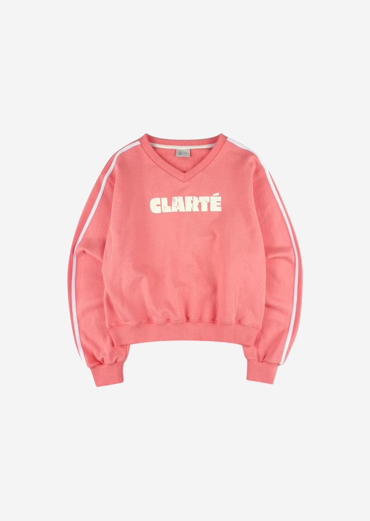 Lossy Row Line Point V-Neck Sweatshirt [Pink]