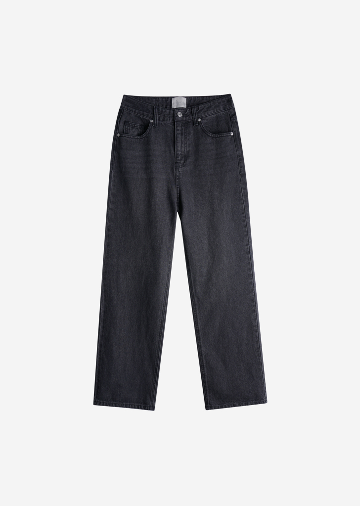 Lossy Row semi-wide denim pants [Gray]