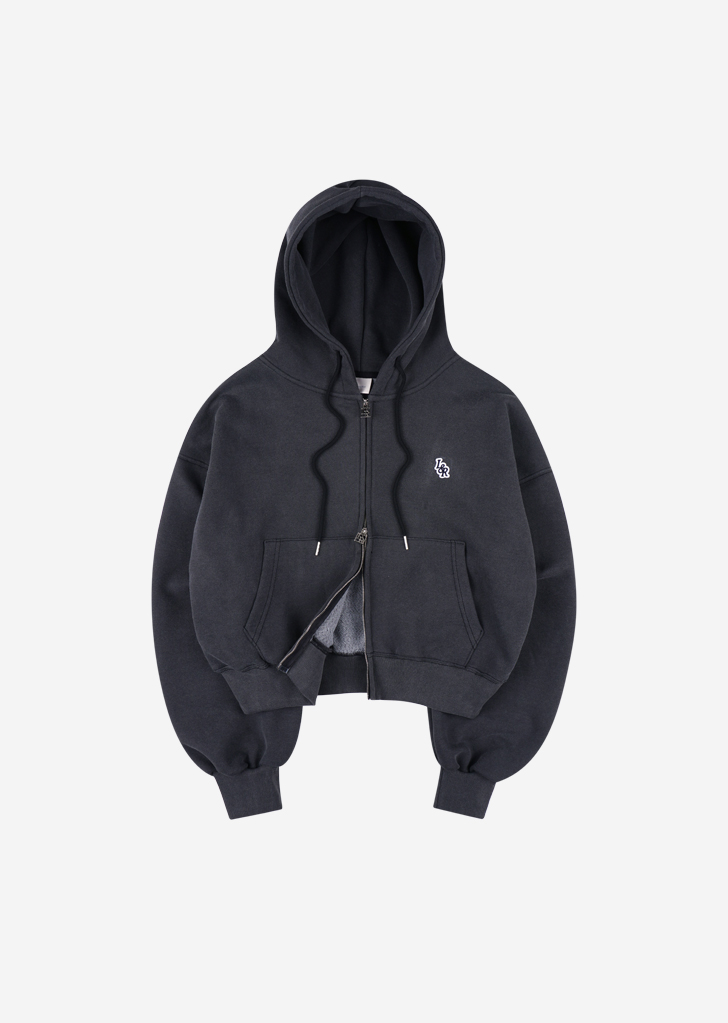 Lossy Row Pigment Patch Hood Zip-Up [Charcoal]