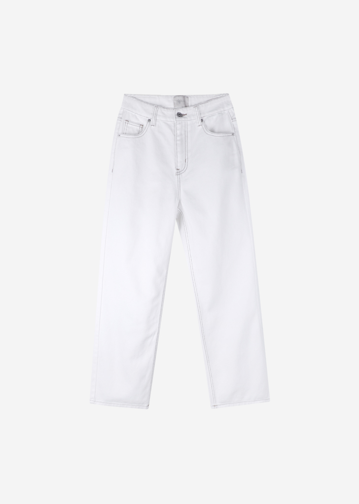 Lossy Row semi-wide denim pants [White]