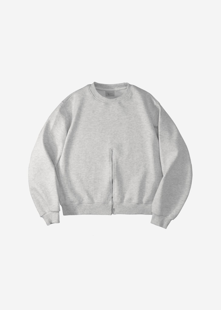 Plate Low Zip-Up Sweatshirt [White Melange]