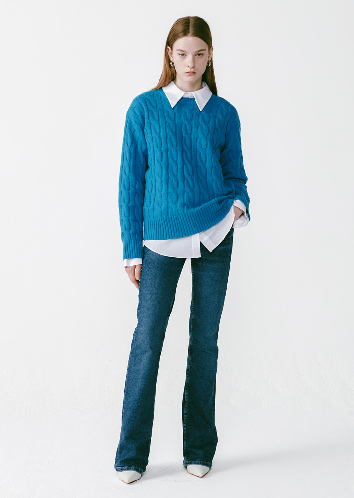 Round Cable Knit [Blue]
