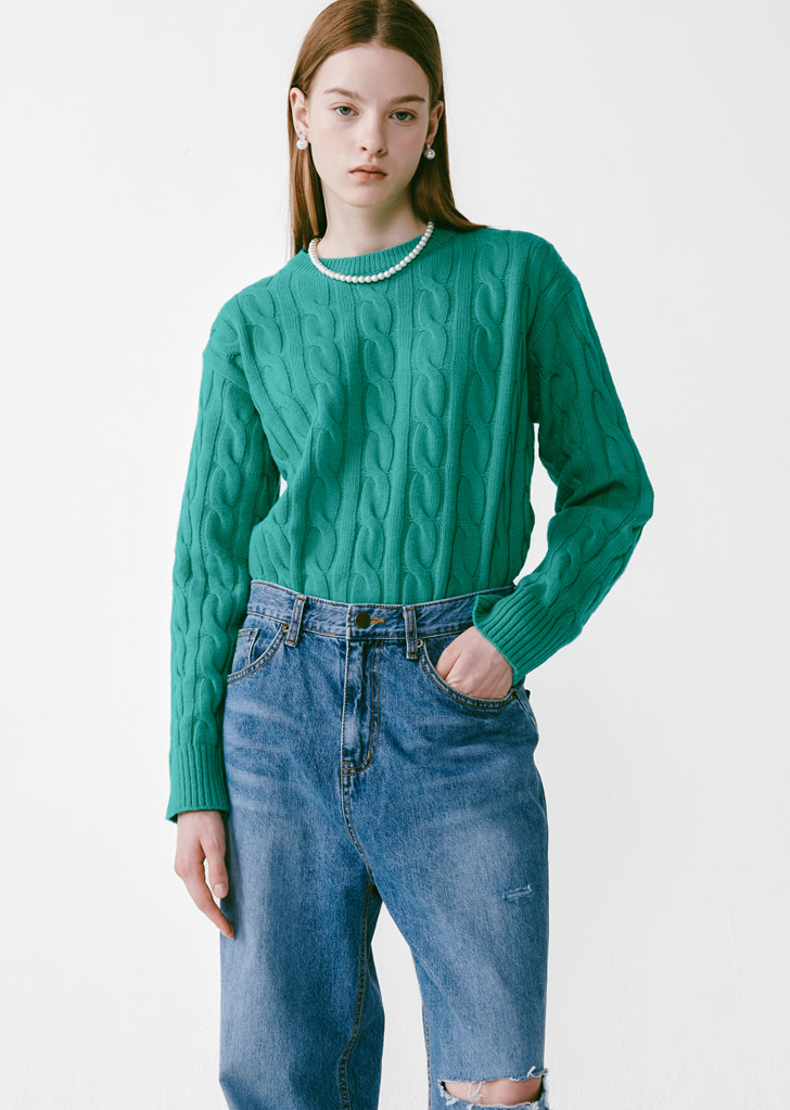 Round Cable Knit [Green]