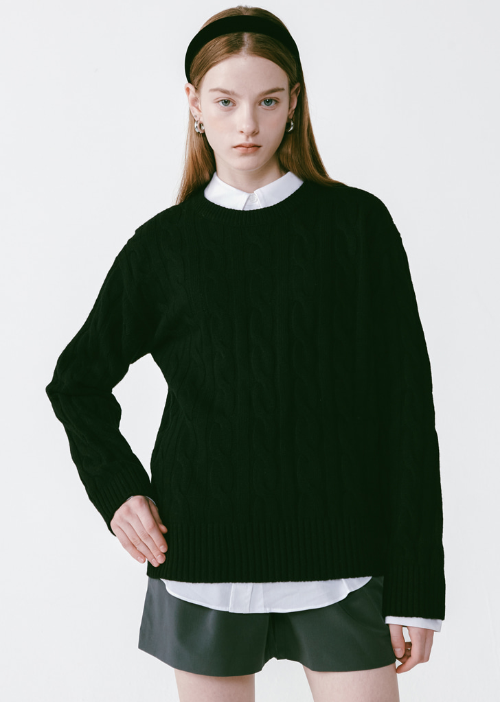 Round Cable Knit [Black]