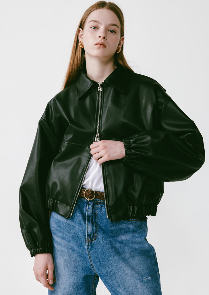 Leather Crop Jacket [Black]