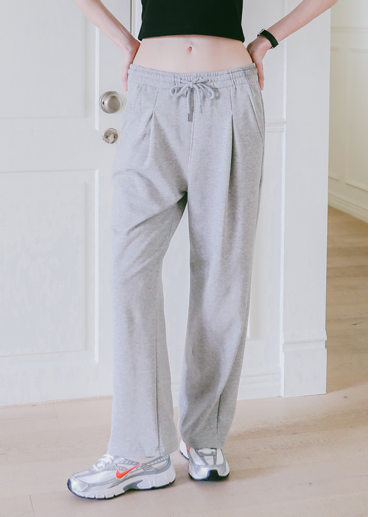 Wide pintuck pants [Gray]