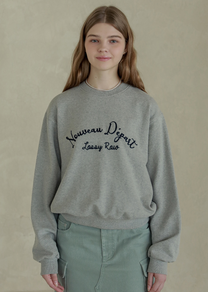 Lossy Row hand stitch sweatshirt [Gray]