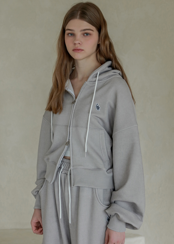 Lossy Row Pigment Patch Hood Zip-Up [Gray]