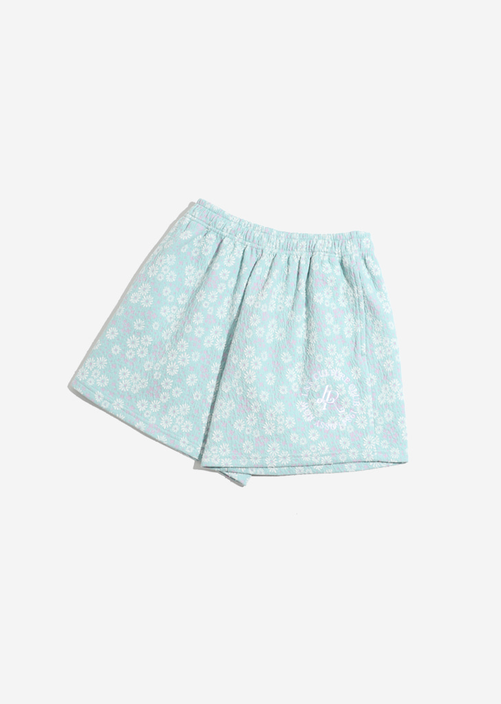 Flower Pattern  Half Sweat Pants [Mint]