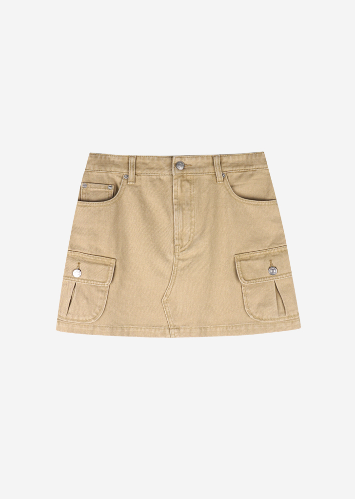 Lossy Row washing cargo short skirt [Beige]