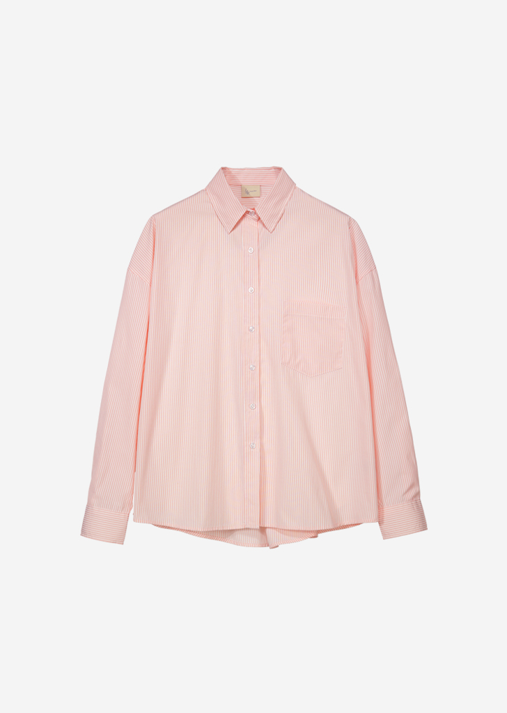 Ticking Oversized Stripe Shirt [Peach]