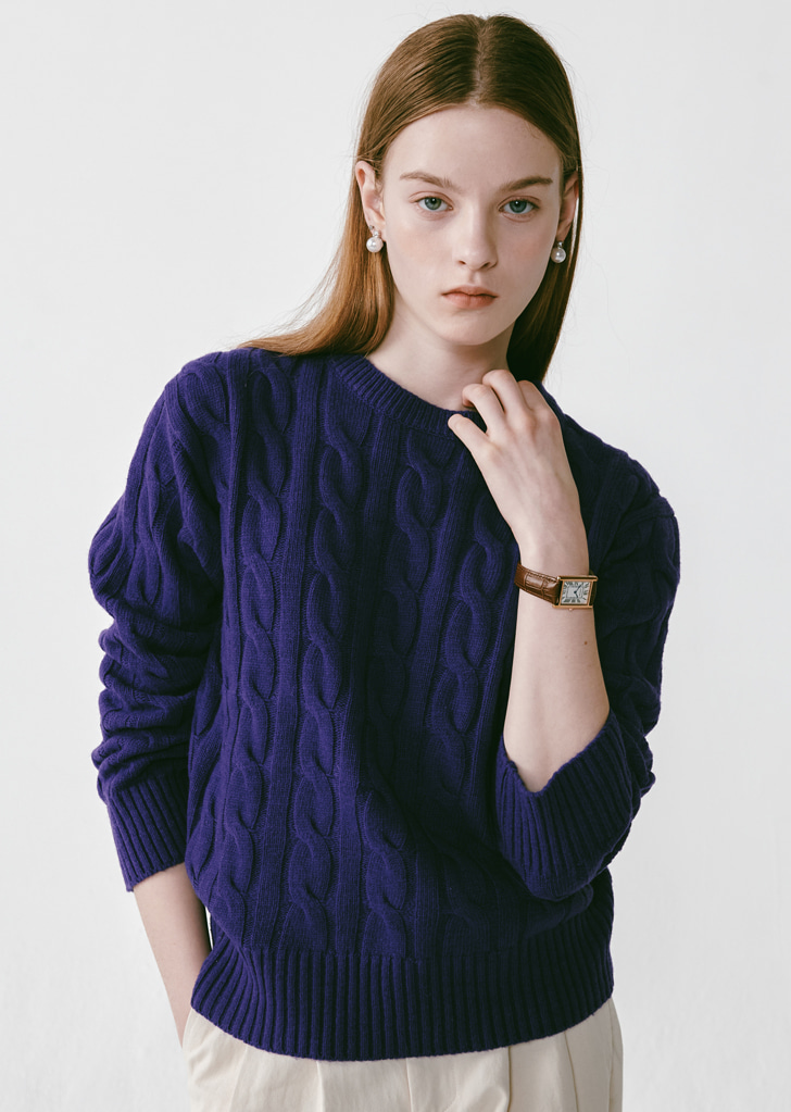 Round Cable Knit [Purple]