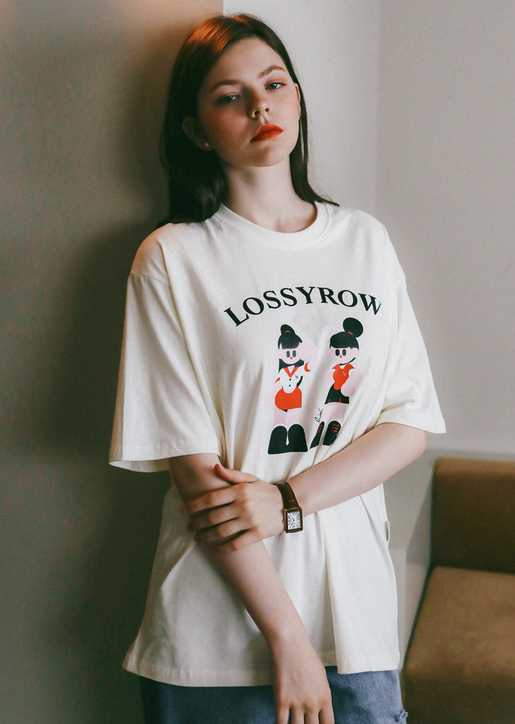 lossyrow X Vanlora Graphic T-Shirt [Cream]